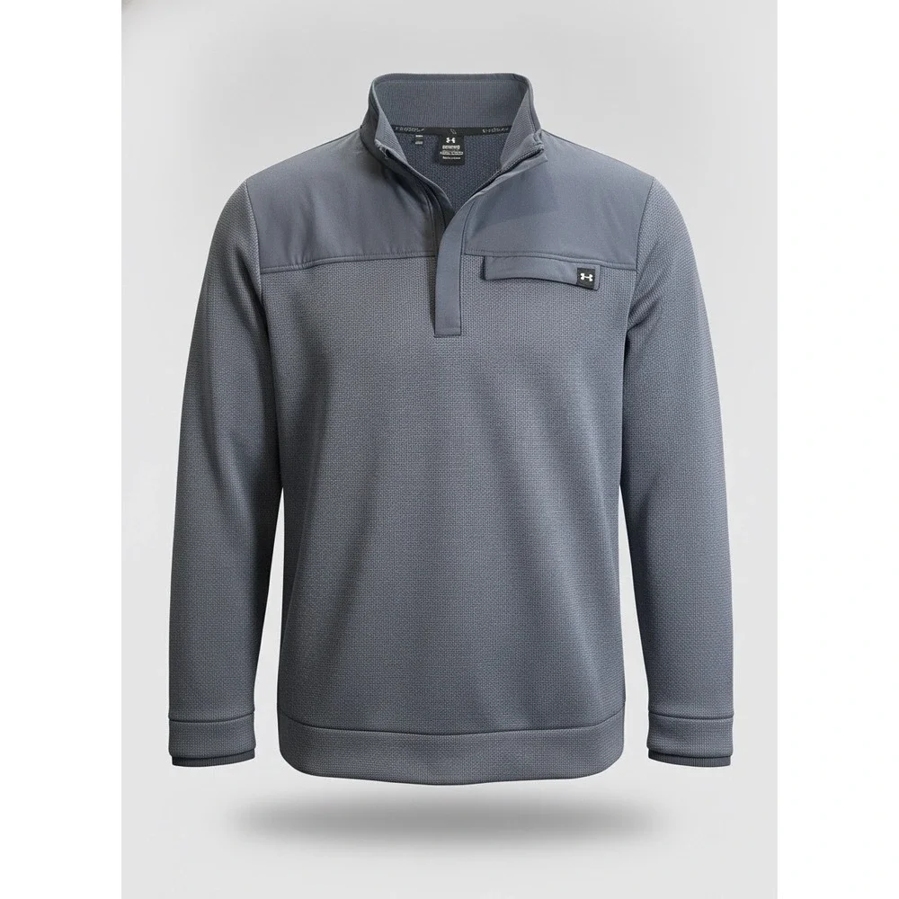 Under Armour Storm Specialist Heathered Quarter Snap Pullover Gray Mens Large